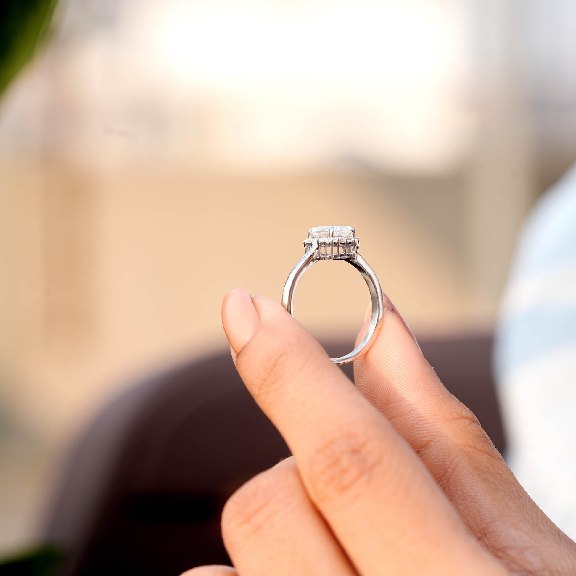 Round, Radiant, Baguette Cut Colorless Engagement Ring