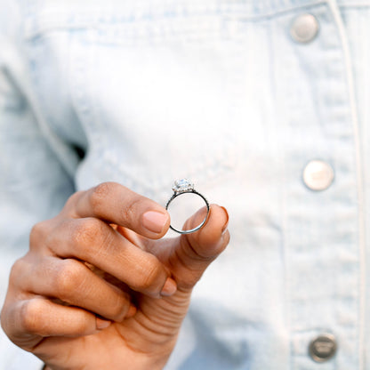 Radiant, Round Cut Colorless Engagement Ring