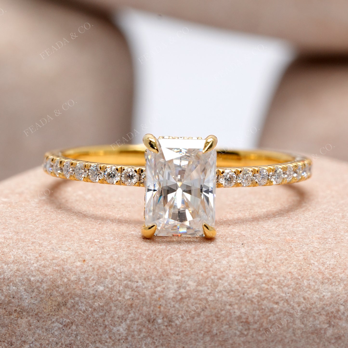 Round, Radiant Cut Colorless Engagement Ring