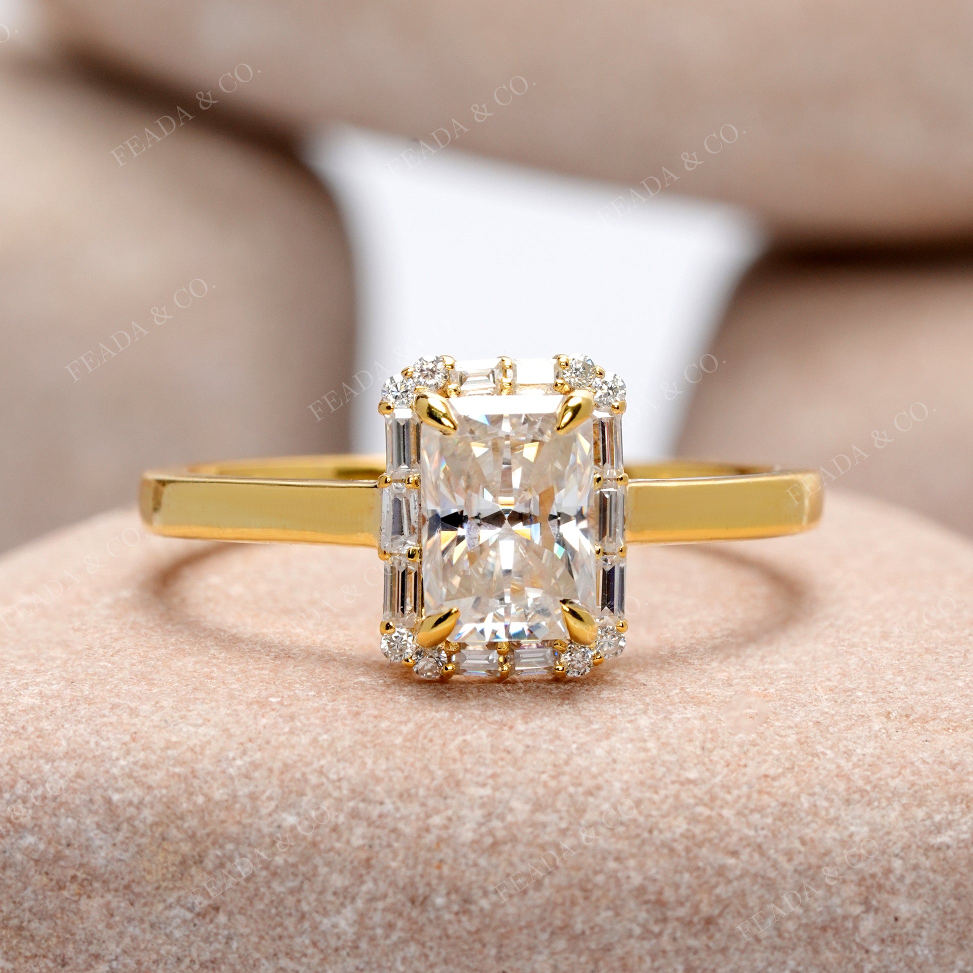 Round, Radiant, Baguette Cut Colorless Engagement Ring