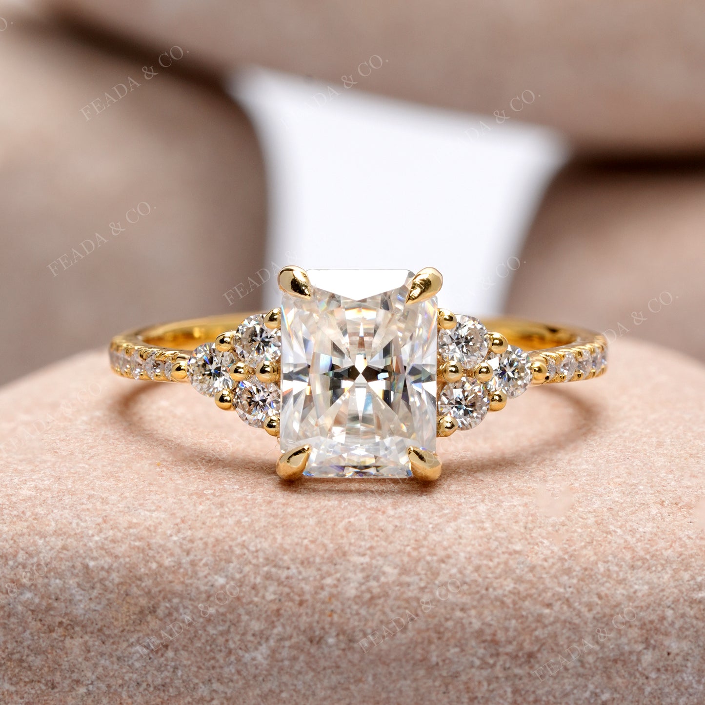Round, Radiant Cut Colorless Engagement Ring