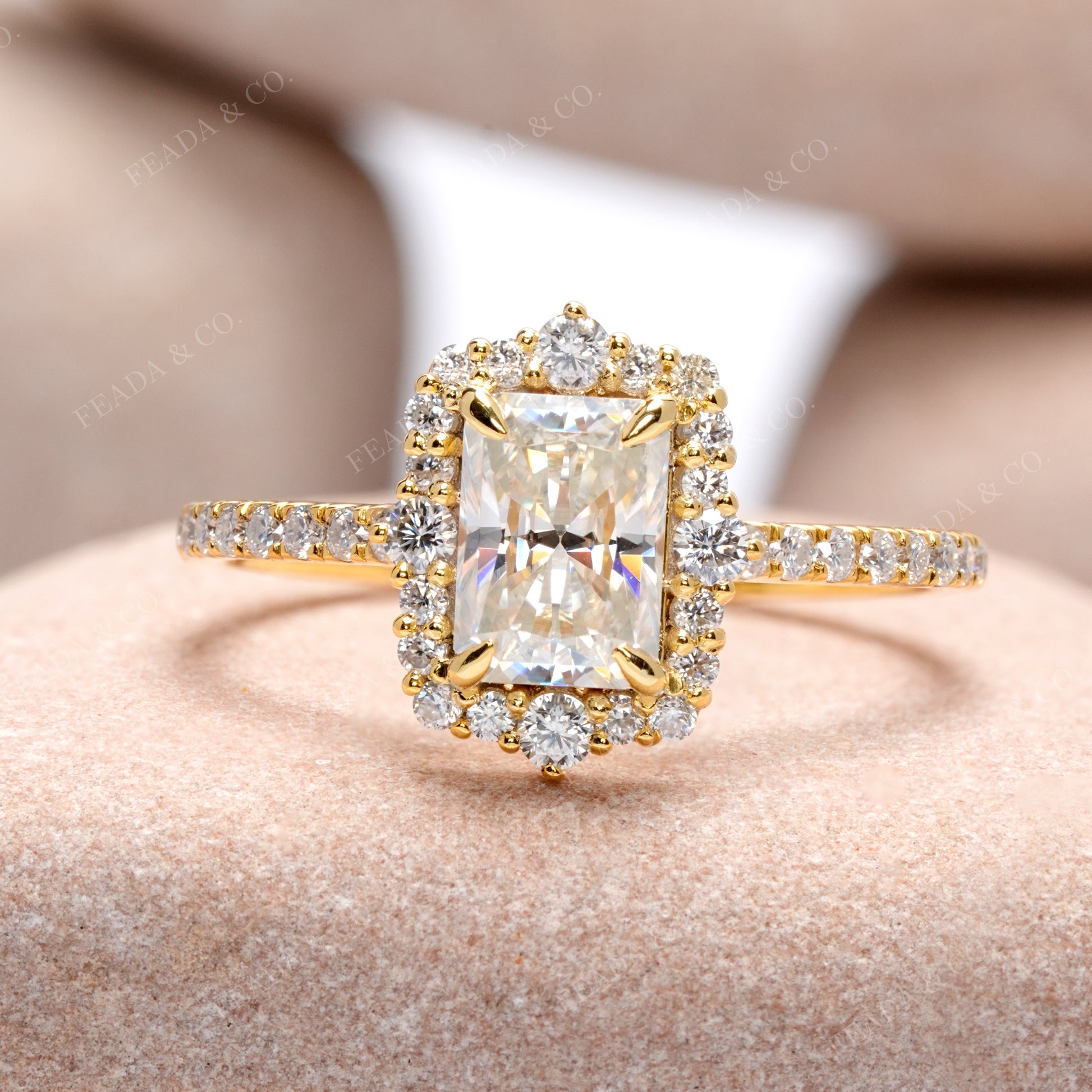Radiant, Round Cut Colorless Engagement Ring