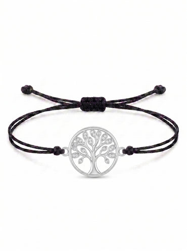 Circle Tree of Life Charm Cord Bracelet