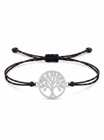 Circle Tree of Life Charm Cord Bracelet