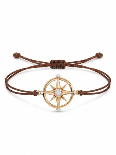 Compass Charm Cord Bracelet