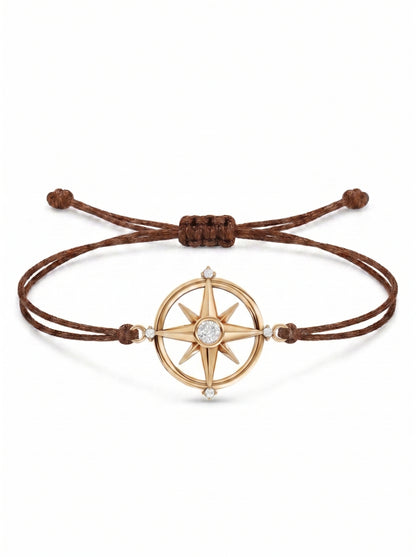 Compass Charm Cord Bracelet