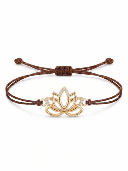 Lotus Charm Cord Bracelet