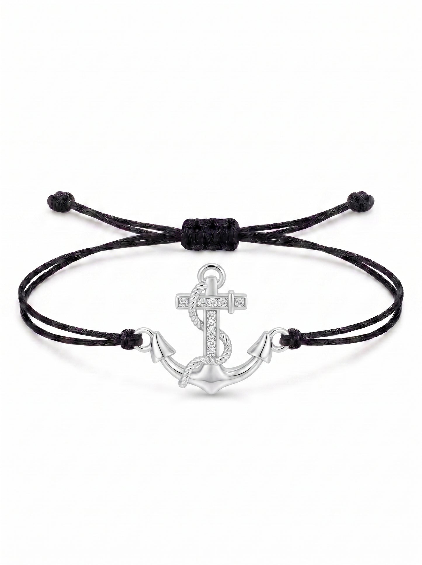 Nautical Anchor Charm Cord Bracelet