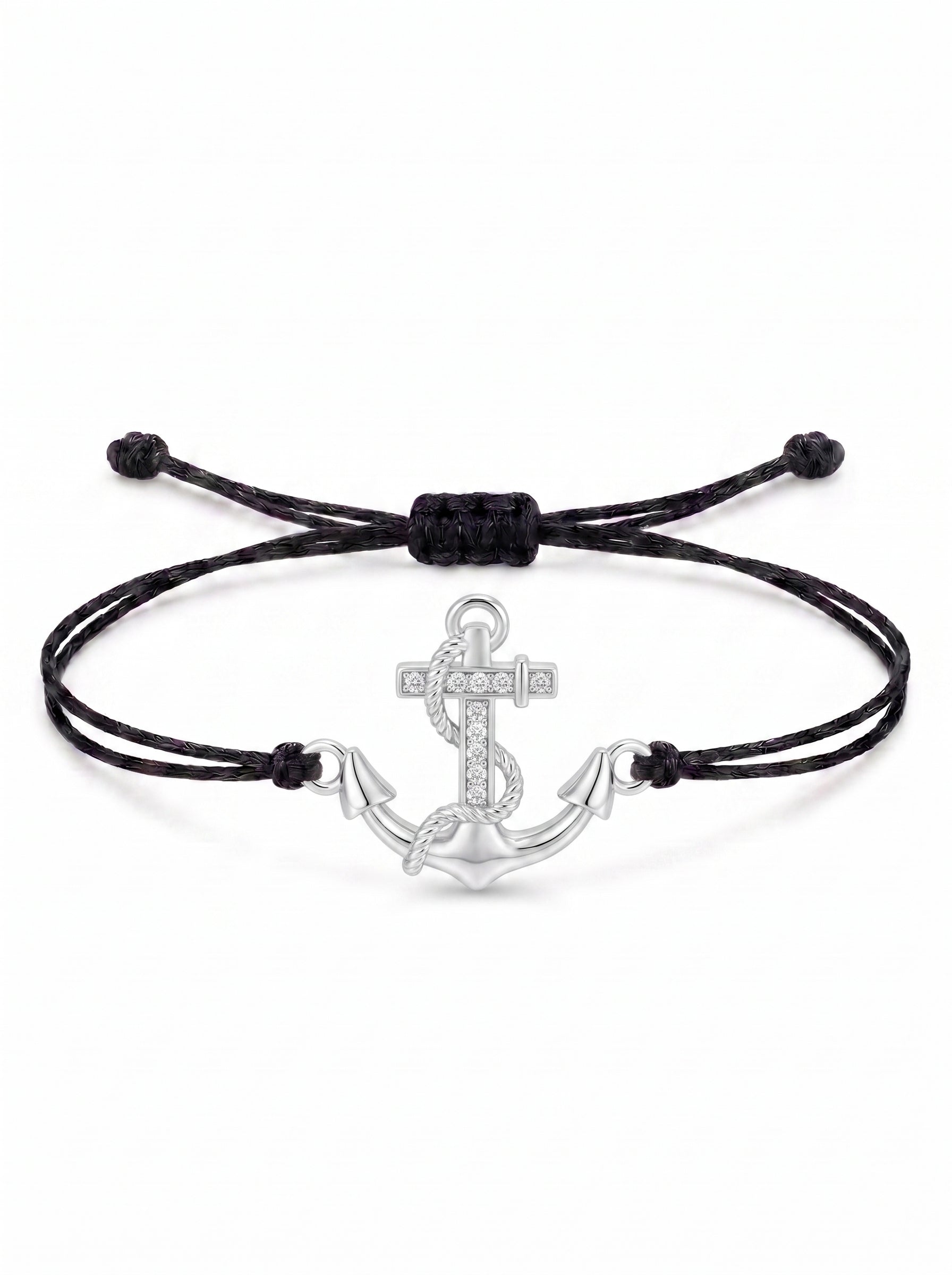 Nautical Anchor Charm Cord Bracelet