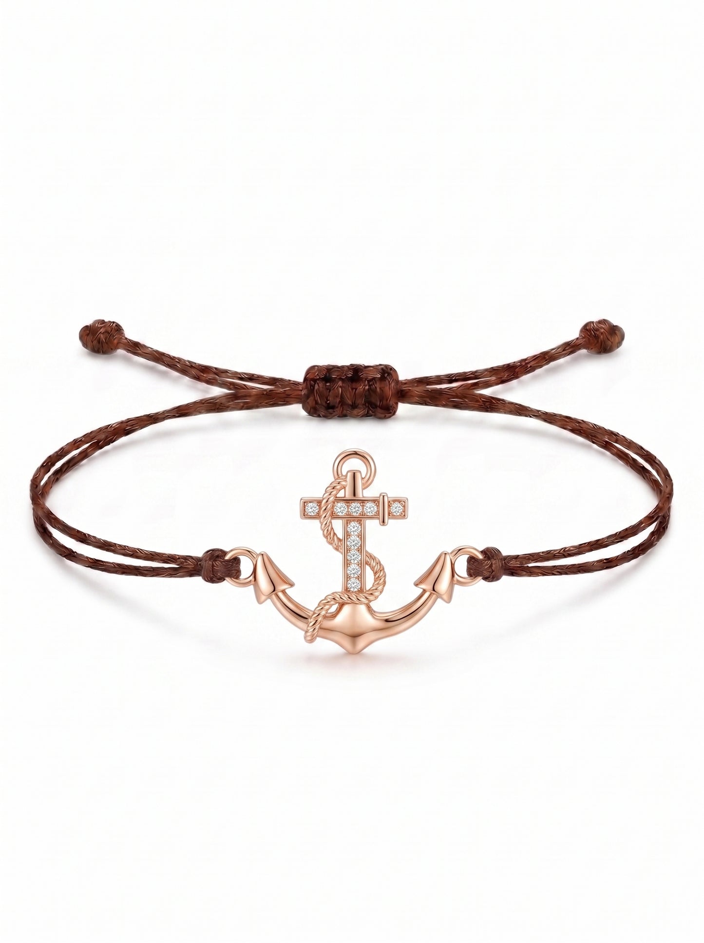 Nautical Anchor Charm Cord Bracelet