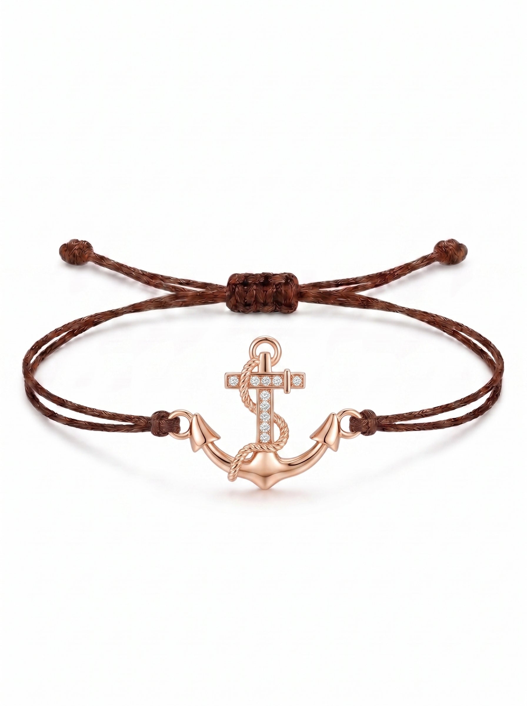 Nautical Anchor Charm Cord Bracelet