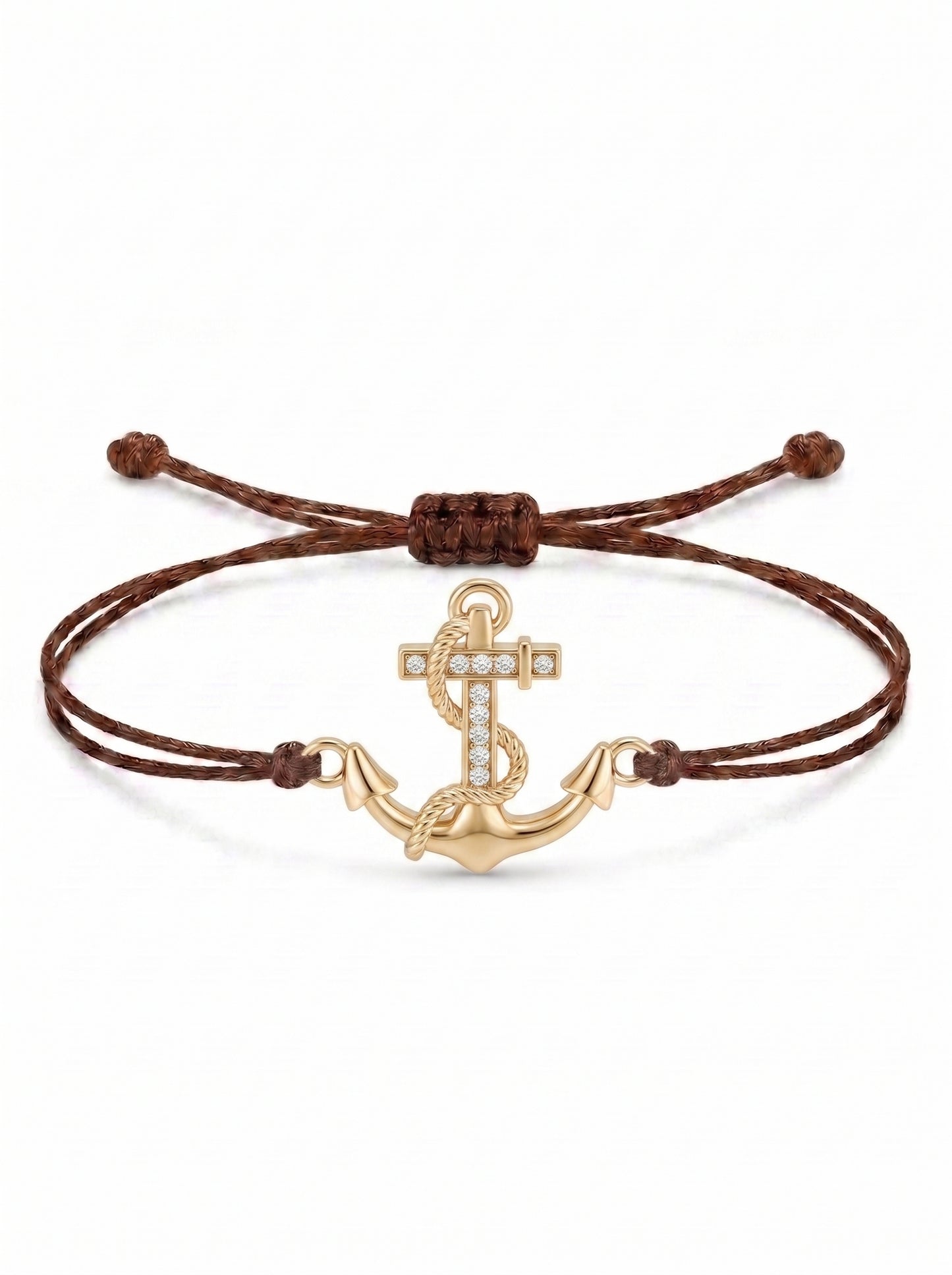 Nautical Anchor Charm Cord Bracelet
