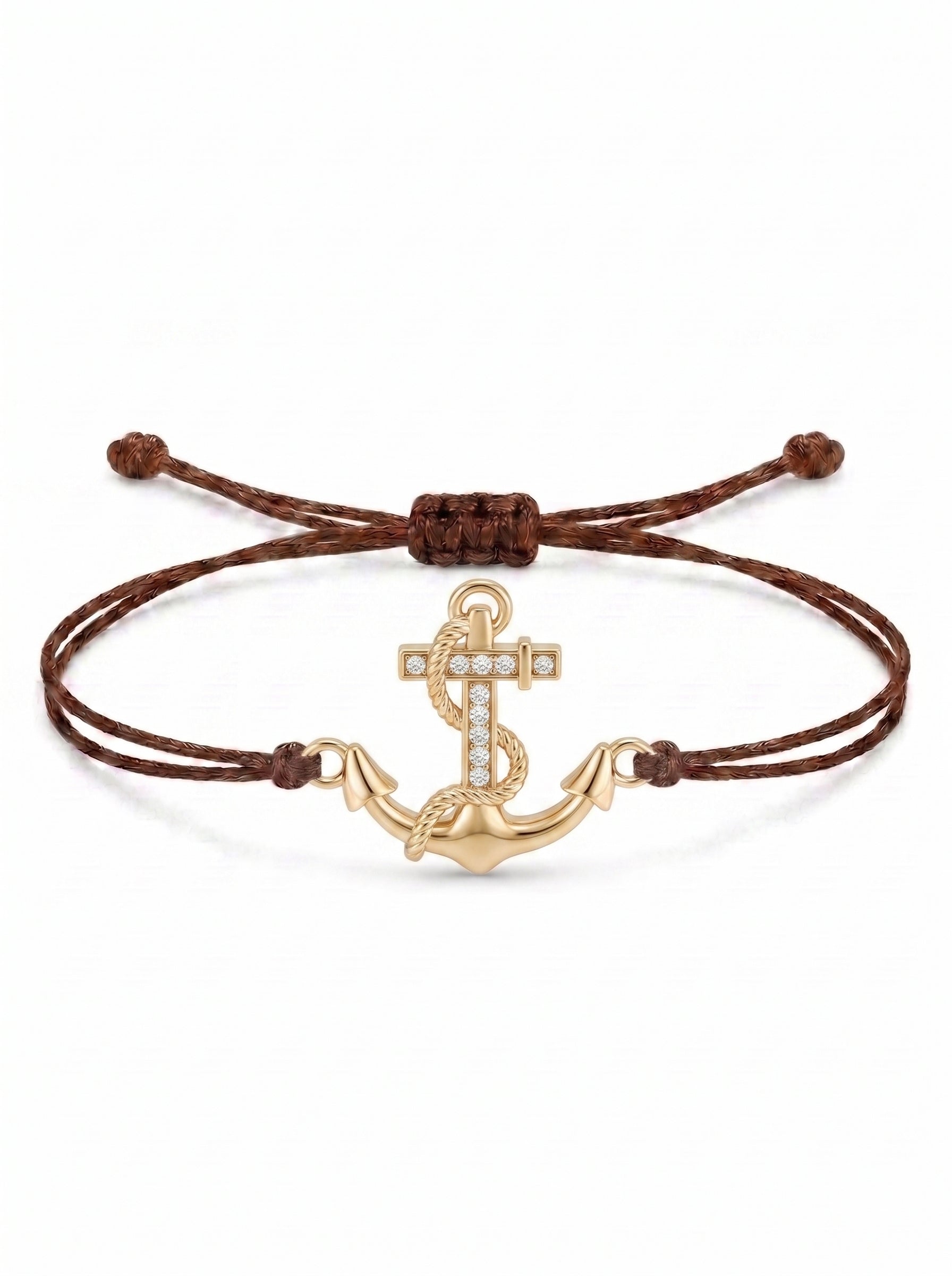 Nautical Anchor Charm Cord Bracelet