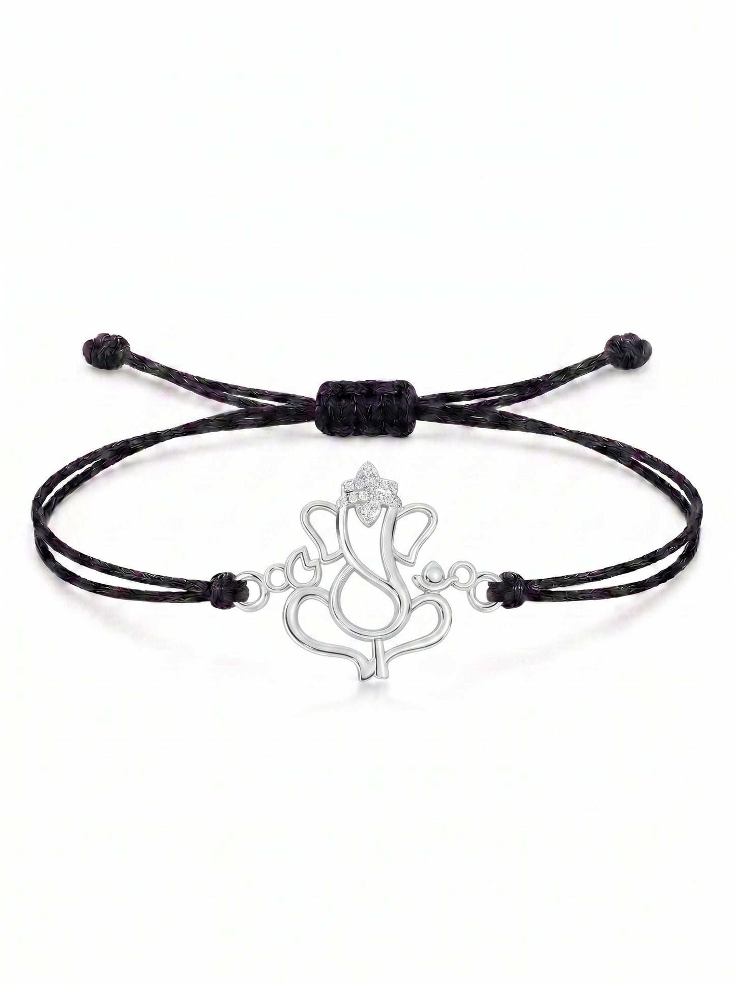 Ganesha Lotus Charm Cord Bracelet