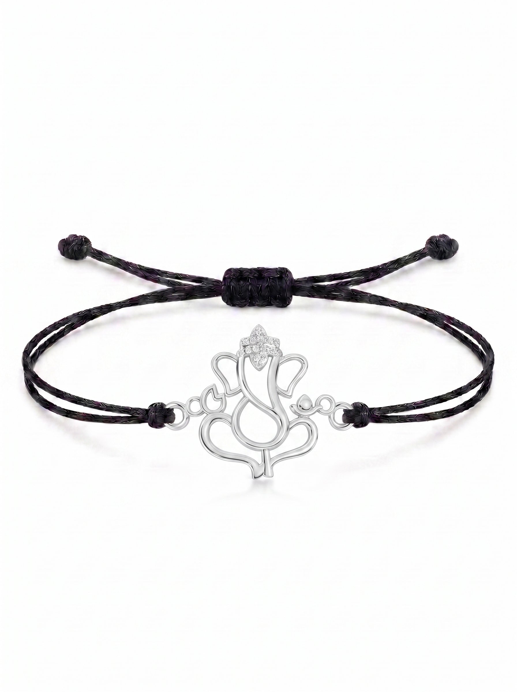Ganesha Lotus Charm Cord Bracelet