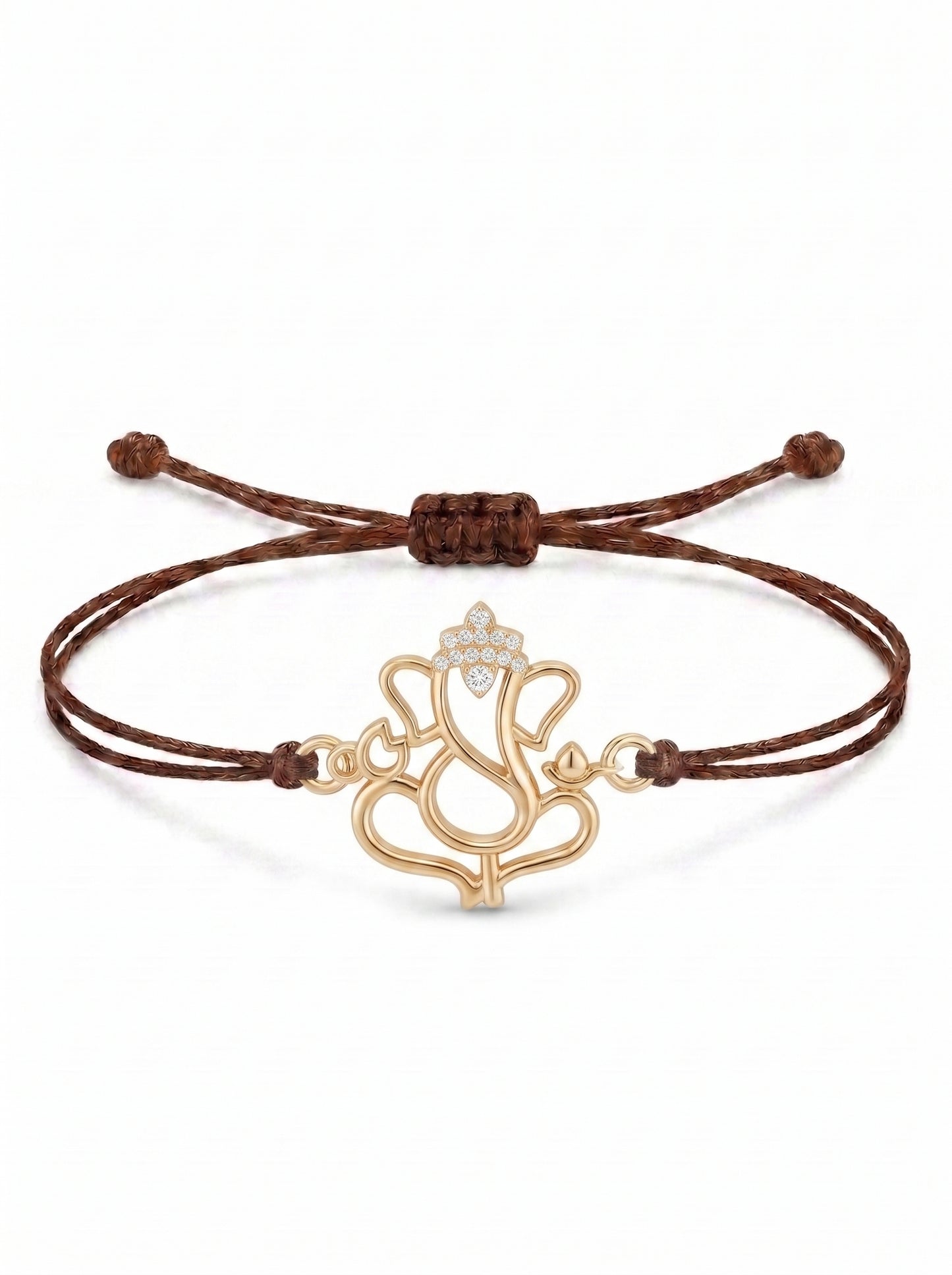 Ganesha Lotus Charm Cord Bracelet