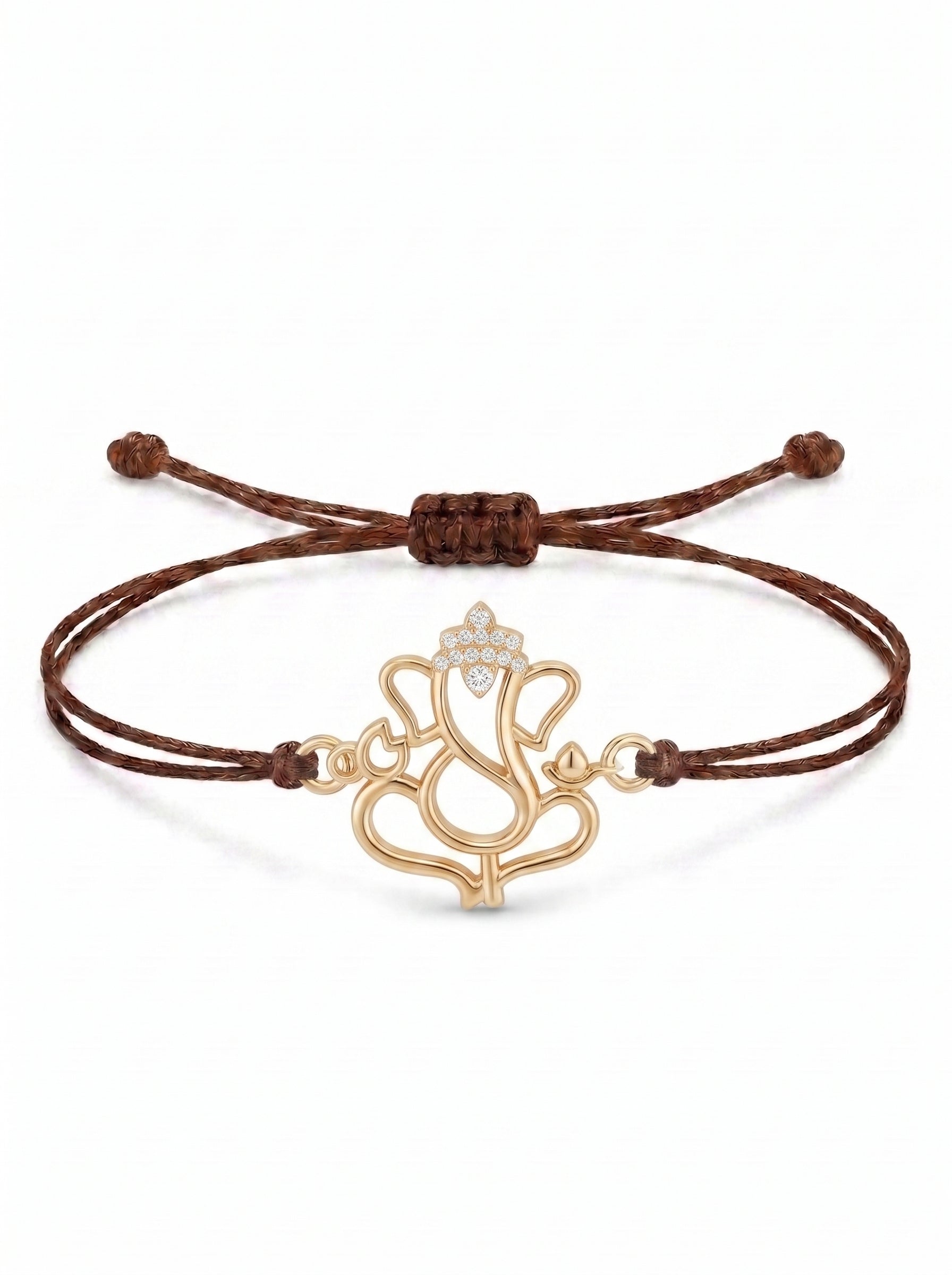 Ganesha Lotus Charm Cord Bracelet