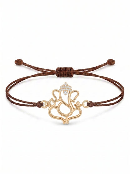Ganesha Lotus Charm Cord Bracelet