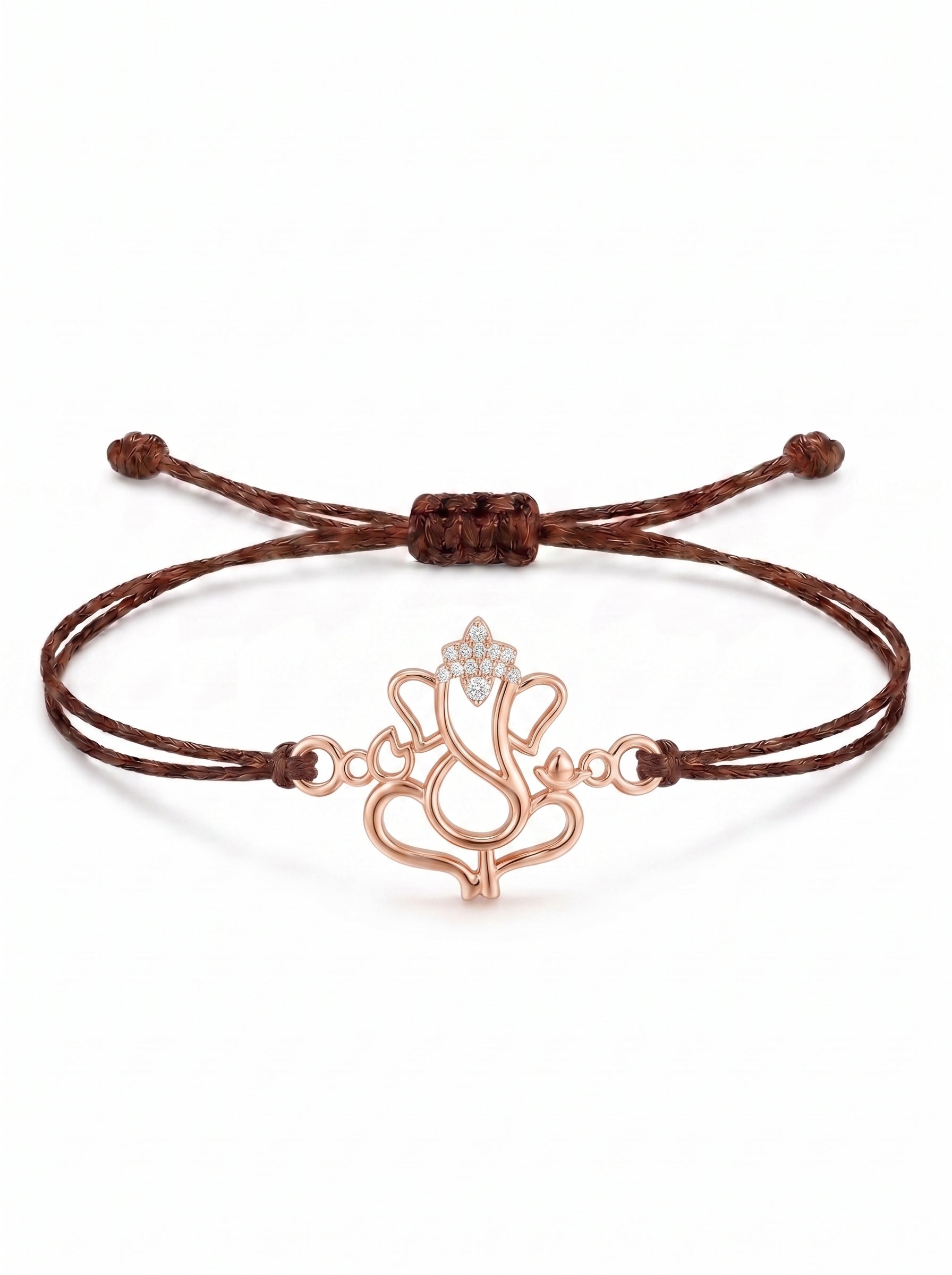 Ganesha Lotus Charm Cord Bracelet