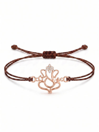 Ganesha Lotus Charm Cord Bracelet