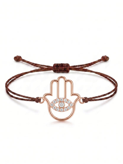 Hamsa Eye Charm Cord Bracelet