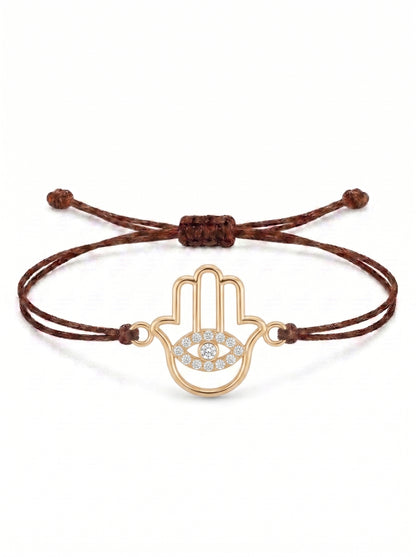 Hamsa Eye Charm Cord Bracelet