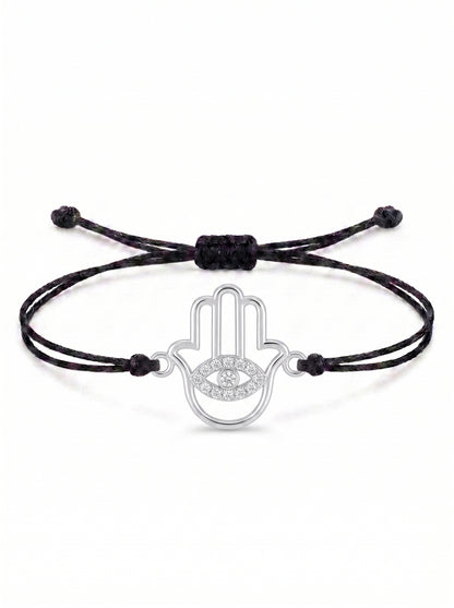 Hamsa Eye Charm Cord Bracelet