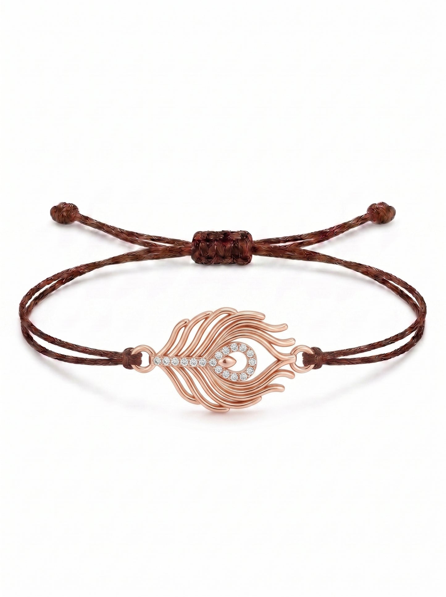 Peacock Feather Charm Cord Bracelet