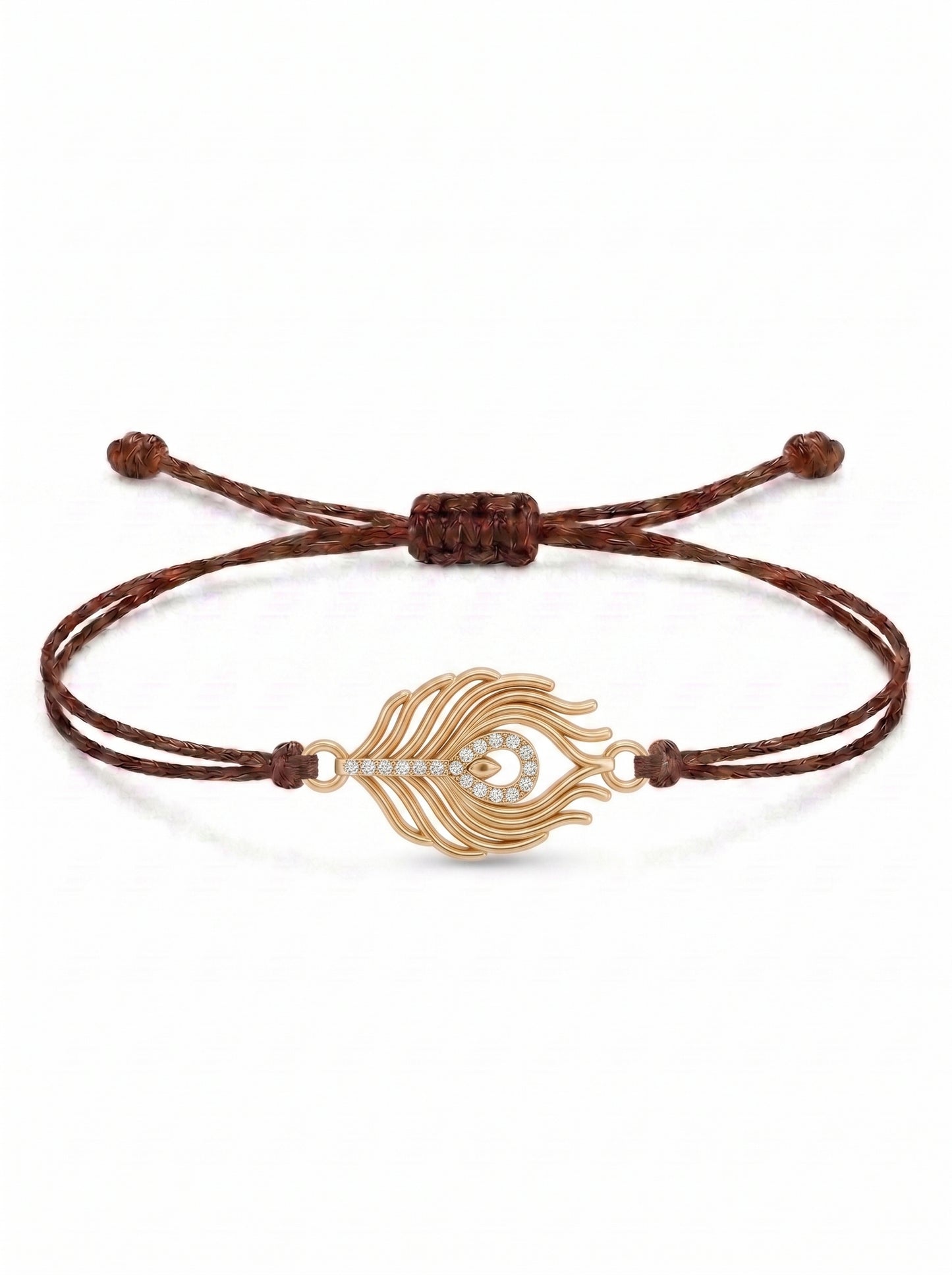 Peacock Feather Charm Cord Bracelet