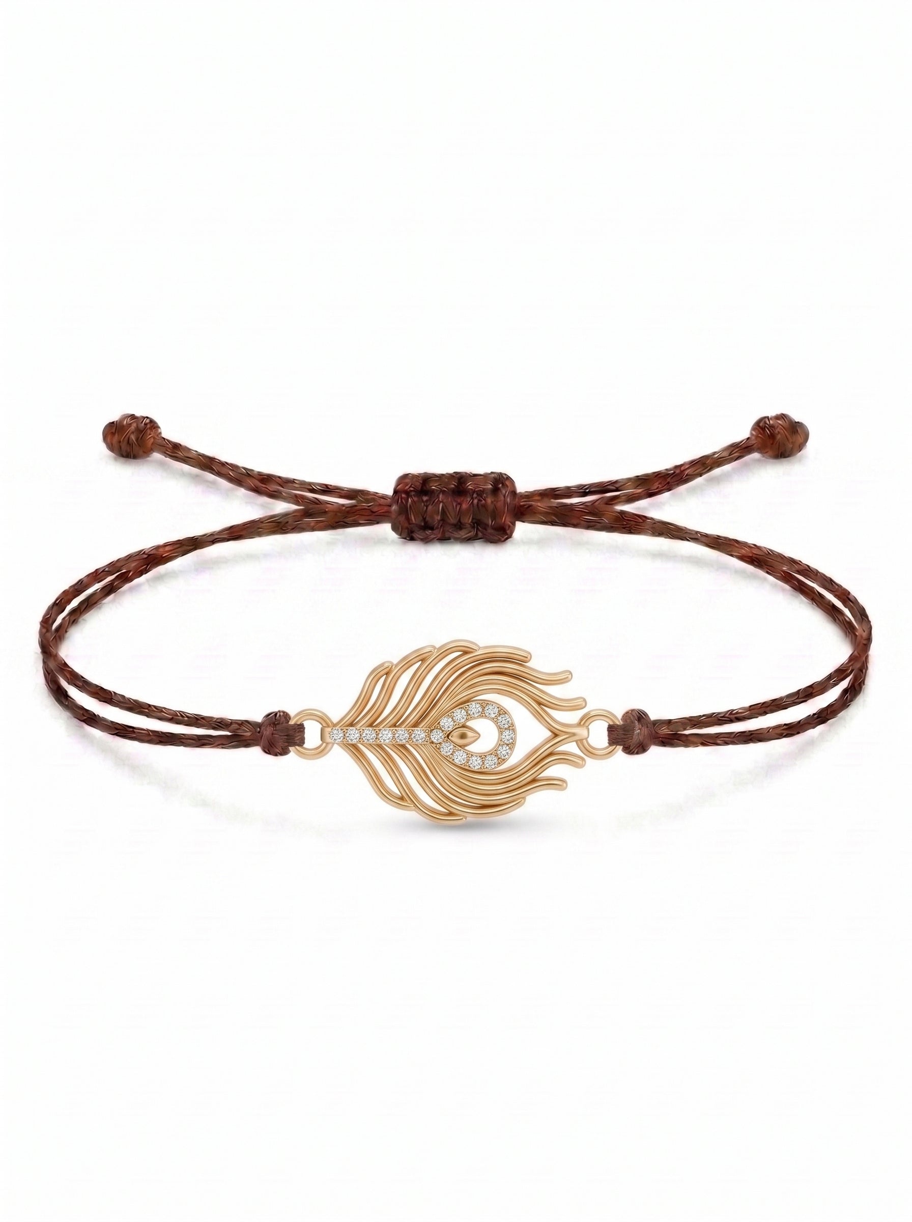 Peacock Feather Charm Cord Bracelet