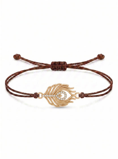 Peacock Feather Charm Cord Bracelet