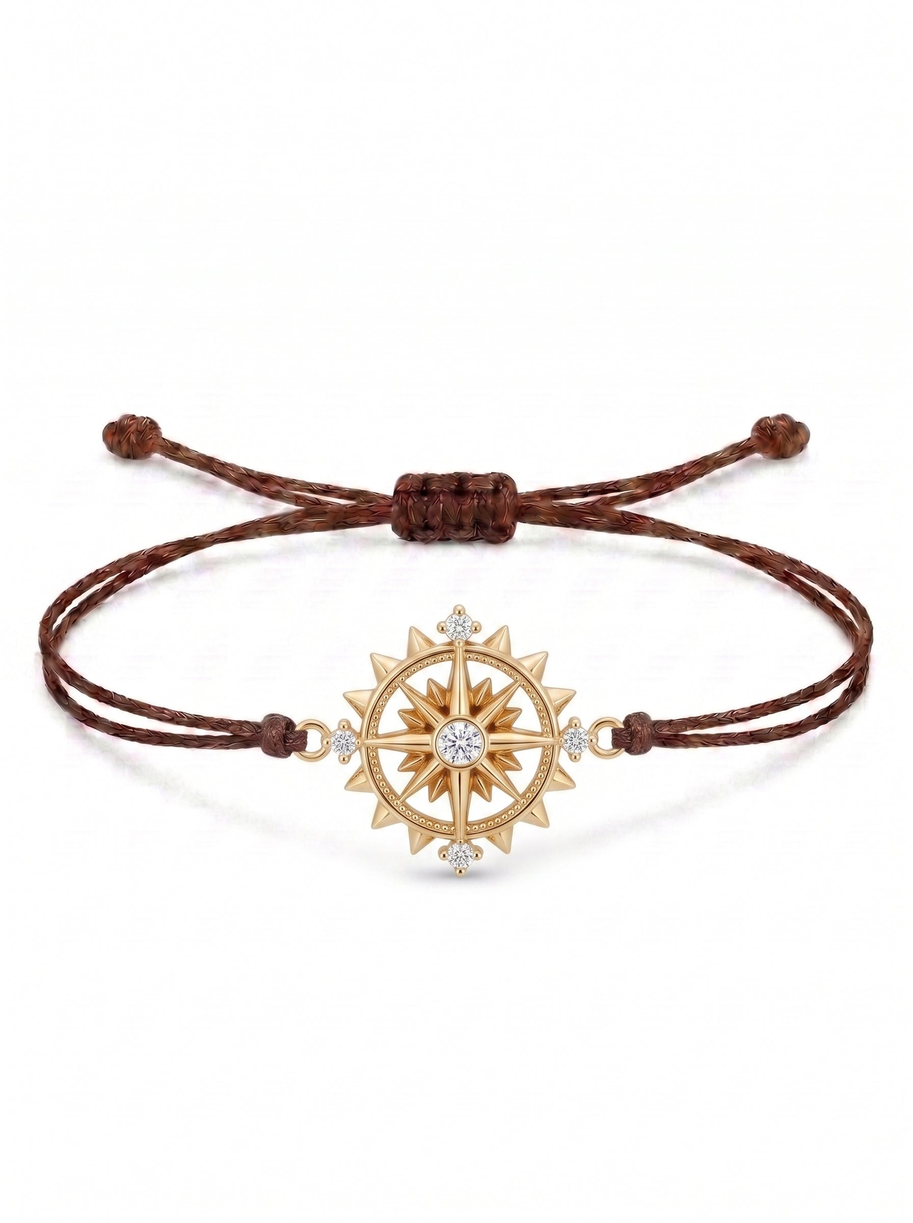 Sun Compass Charm Cord Bracelet