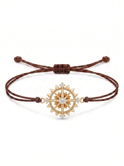 Sun Compass Charm Cord Bracelet