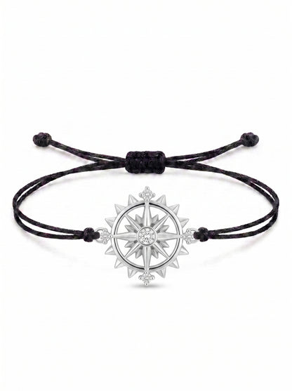 Sun Compass Charm Cord Bracelet