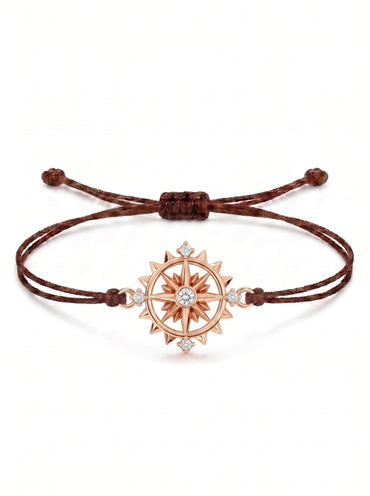 Sun Compass Charm Cord Bracelet
