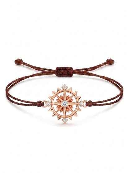 Sun Compass Charm Cord Bracelet