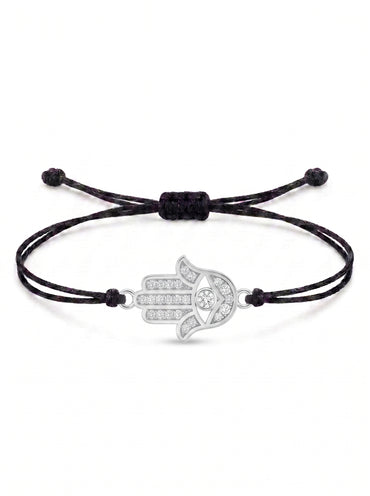 Hamsa Hand Charm Cord Bracelet
