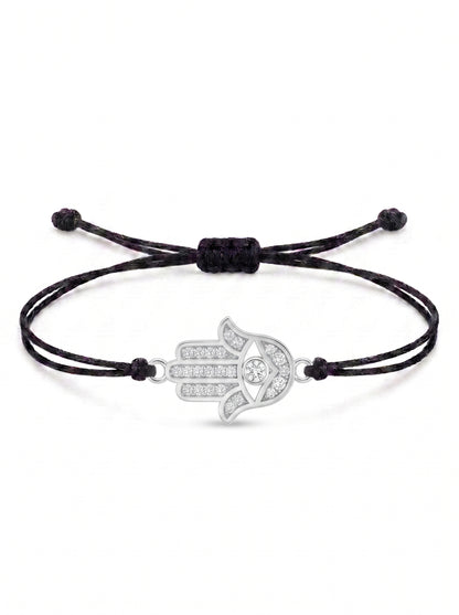 Hamsa Hand Charm Cord Bracelet