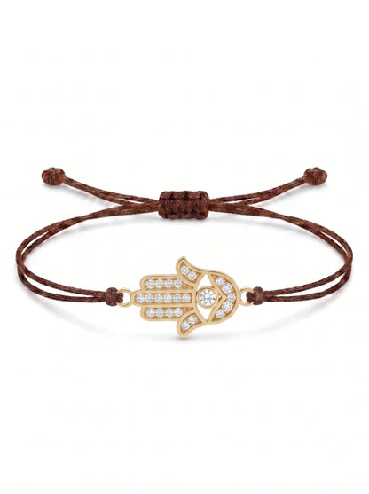 Hamsa Hand Charm Cord Bracelet