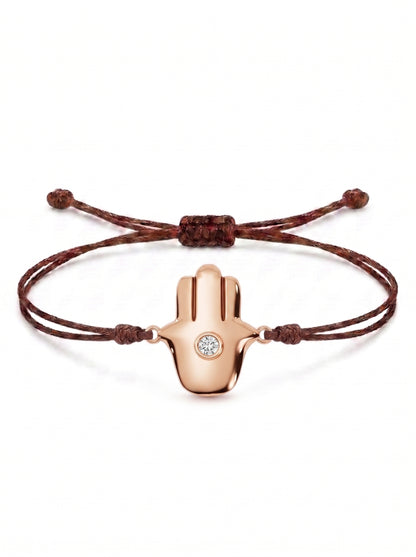 Minimal Hamsa Charm Cord Bracelet