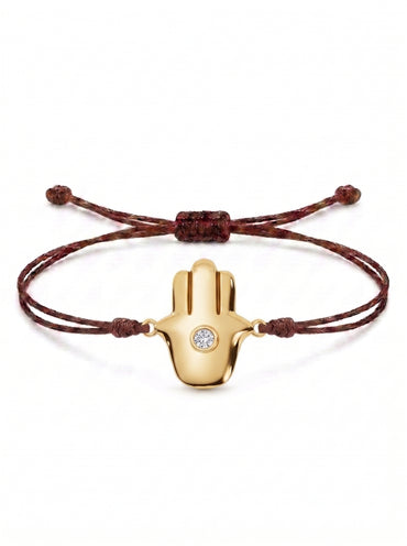 Minimal Hamsa Charm Cord Bracelet