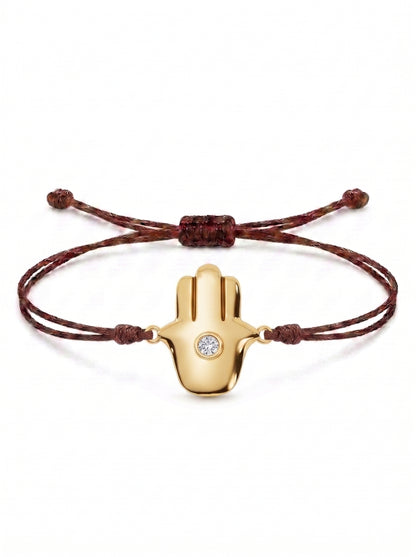 Minimal Hamsa Charm Cord Bracelet