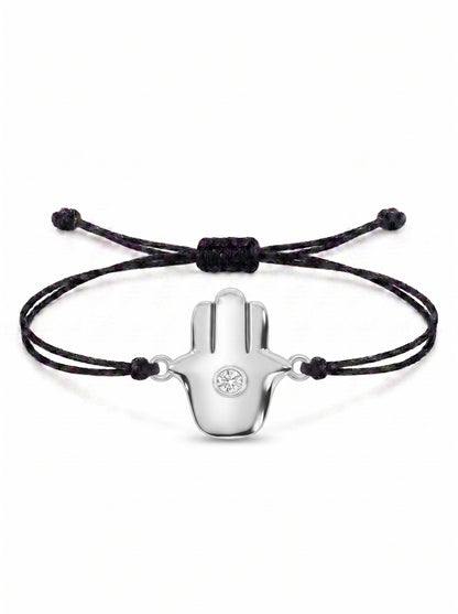 Minimal Hamsa Charm Cord Bracelet