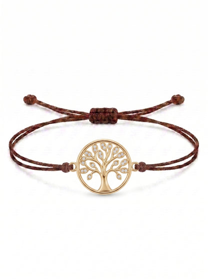 Circle Tree of Life Charm Cord Bracelet