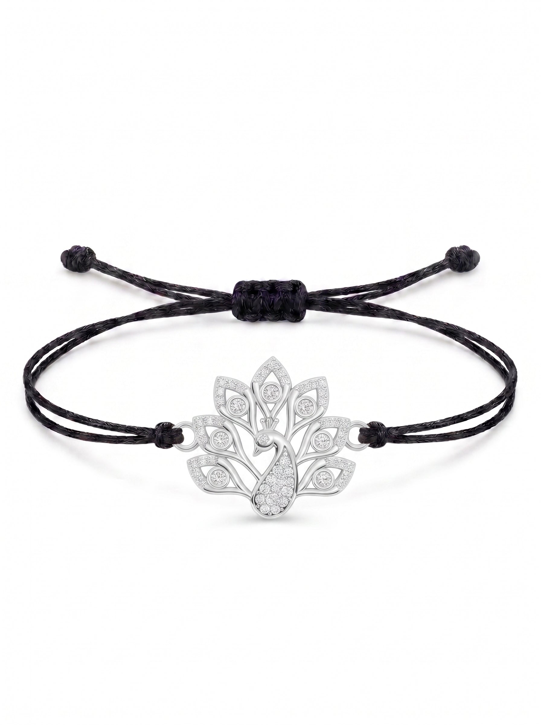 Peacock Charm Cord Bracelet