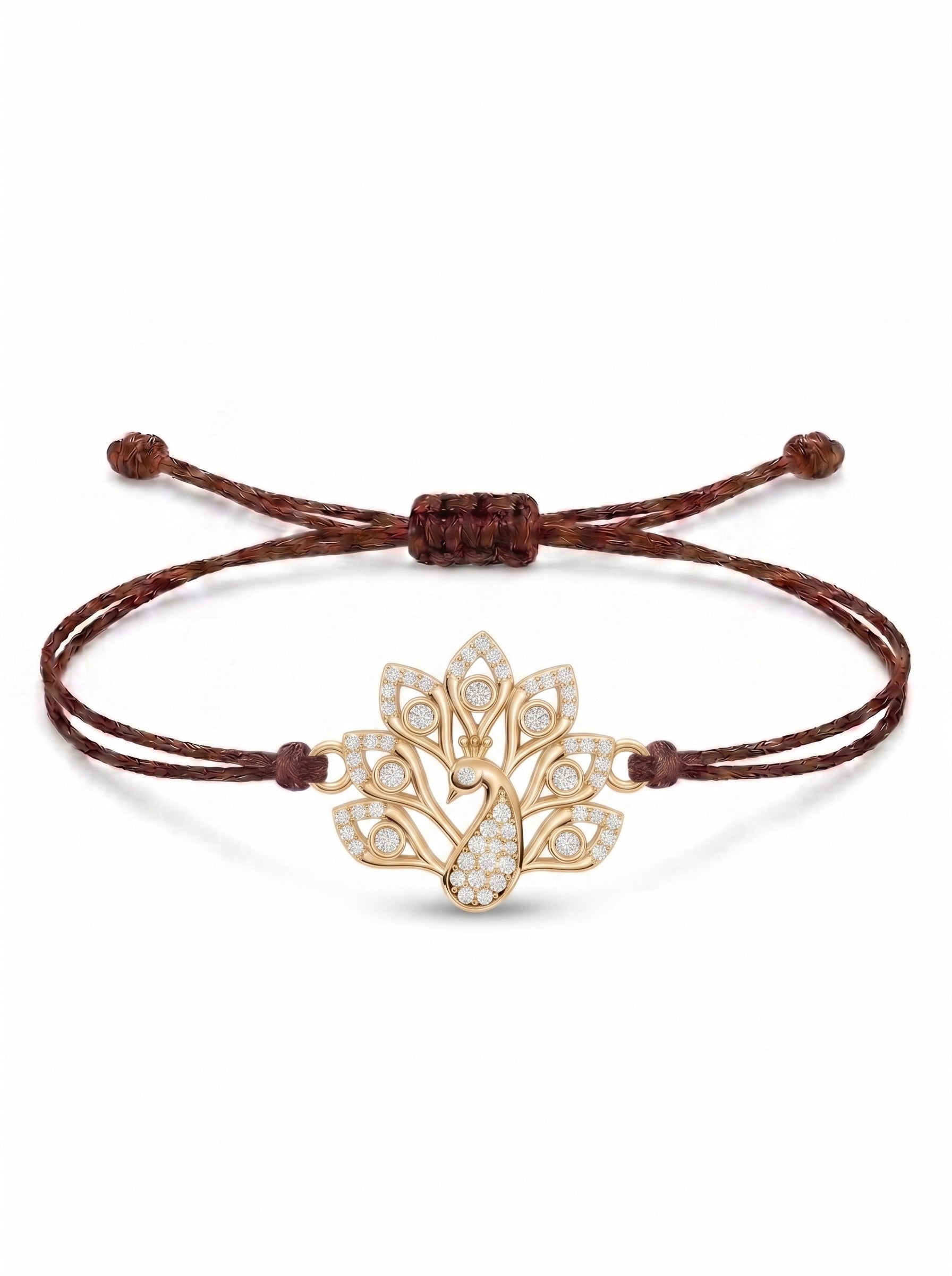 Peacock Charm Cord Bracelet