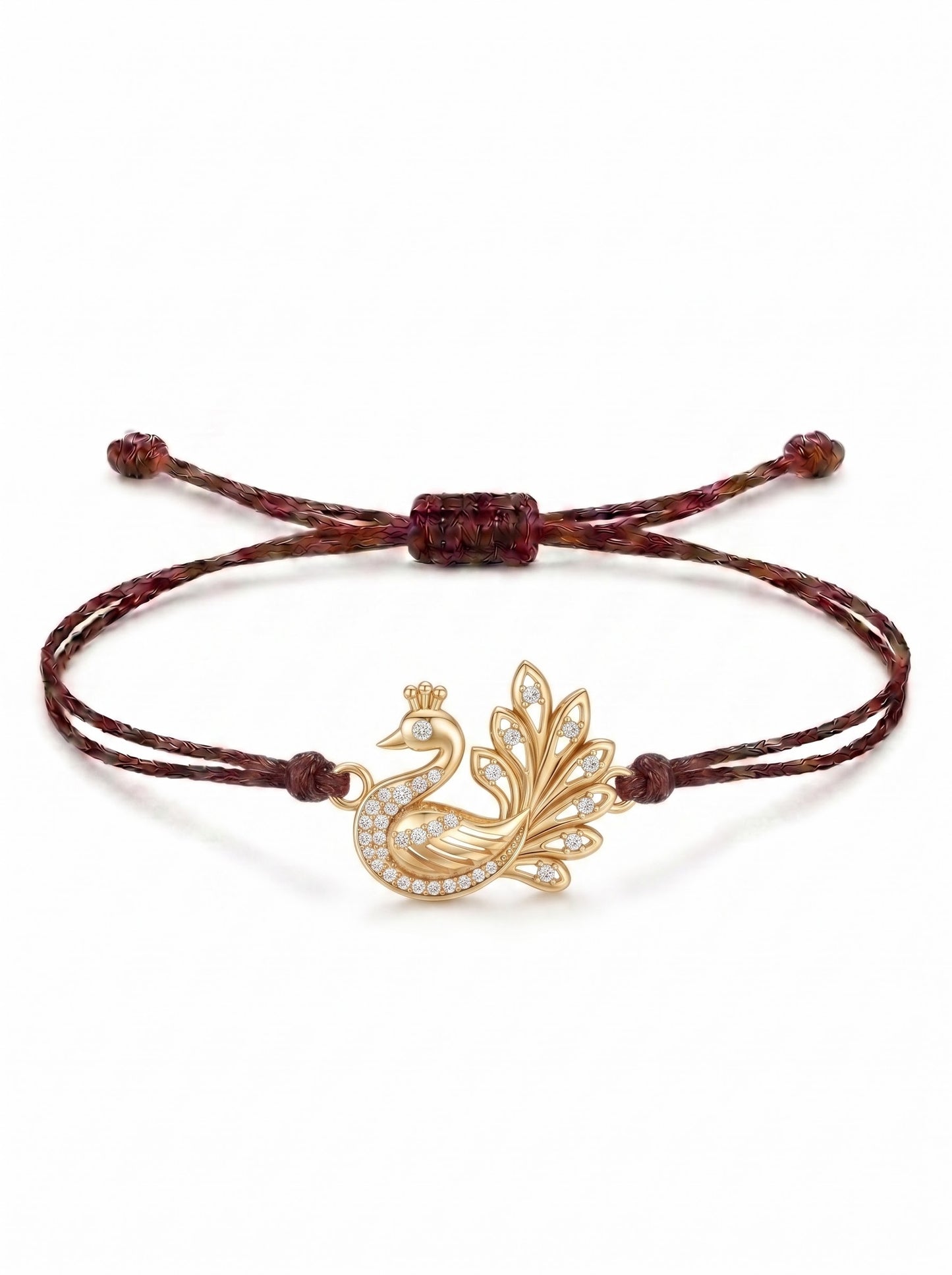Royal Peacock Charm Cord Bracelet