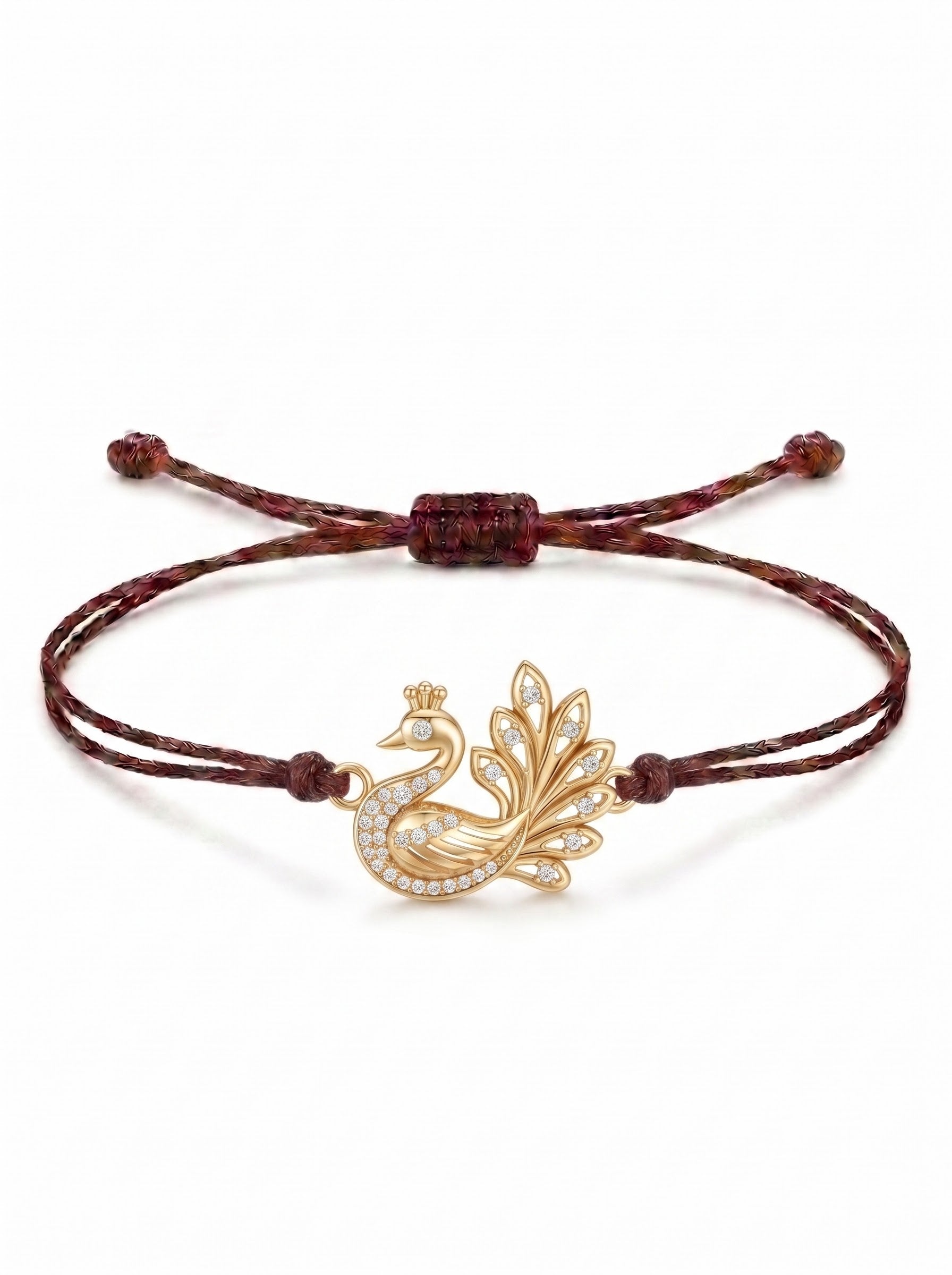 Royal Peacock Charm Cord Bracelet
