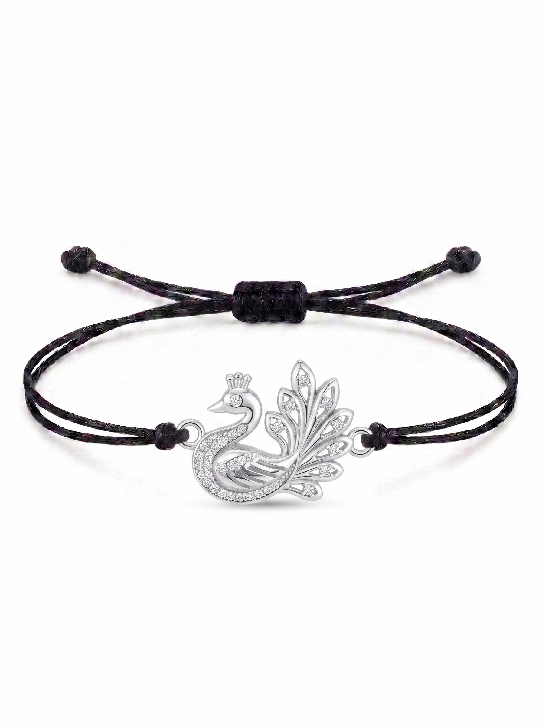 Royal Peacock Charm Cord Bracelet