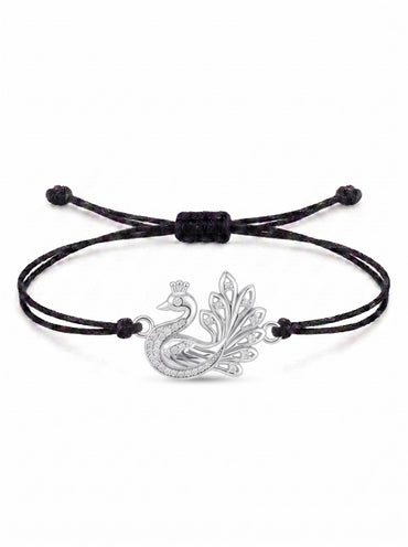 Royal Peacock Charm Cord Bracelet
